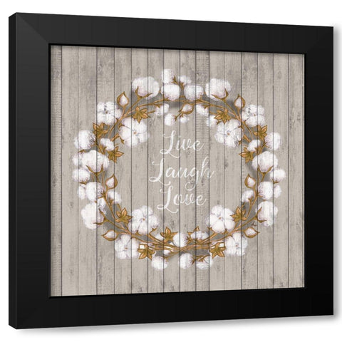 Cotton Wood Wreath Black Modern Wood Framed Art Print with Double Matting by Metz, Andi