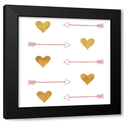 Gold Hearts and Arrows Black Modern Wood Framed Art Print by SD Graphics Studio