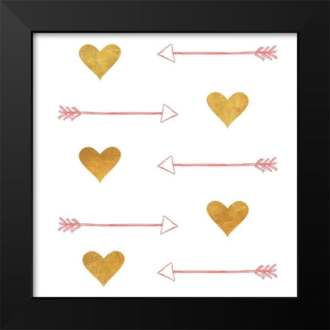 Gold Hearts and Arrows Black Modern Wood Framed Art Print by SD Graphics Studio