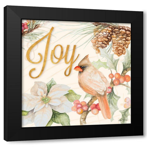 Christmas Cardinal III Black Modern Wood Framed Art Print with Double Matting by Gaynor, Janice