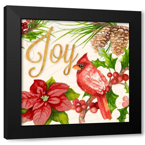 Bright Christmas Cardinal III Black Modern Wood Framed Art Print with Double Matting by Gaynor, Janice