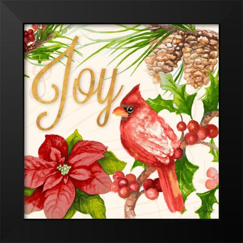 Bright Christmas Cardinal III Black Modern Wood Framed Art Print by Gaynor, Janice