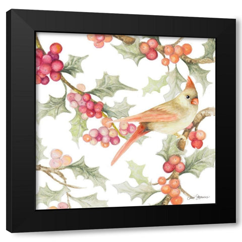 Winter Cardinal I Black Modern Wood Framed Art Print with Double Matting by Gaynor, Janice