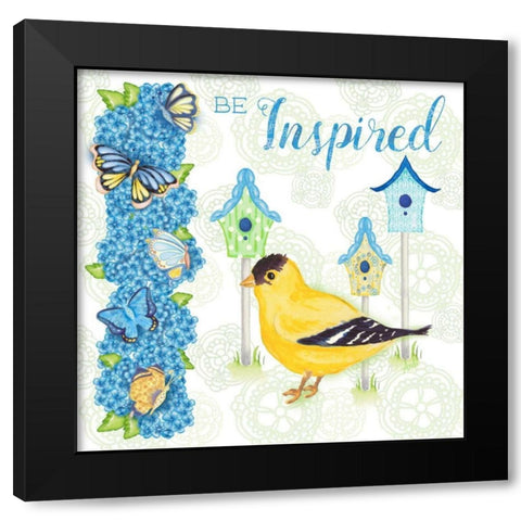 Yellow Bird I Black Modern Wood Framed Art Print with Double Matting by Metz, Andi