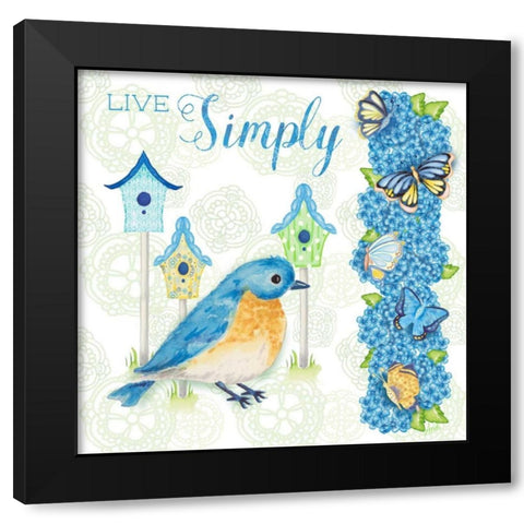 Yellow Bird II Black Modern Wood Framed Art Print with Double Matting by Metz, Andi
