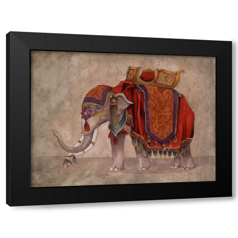 Ceremonial Elephants I Black Modern Wood Framed Art Print with Double Matting by Medley, Elizabeth
