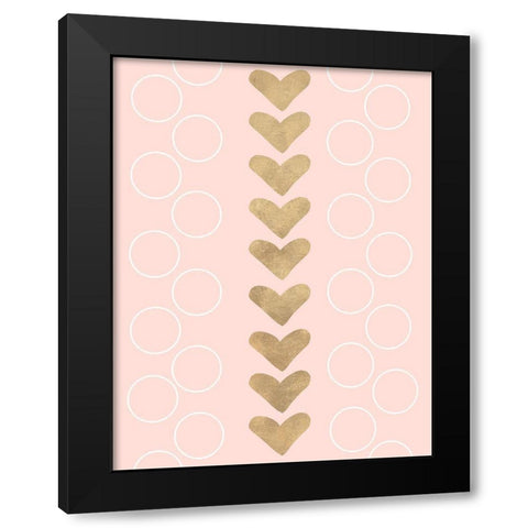 Hearts and Os Black Modern Wood Framed Art Print by SD Graphics Studio