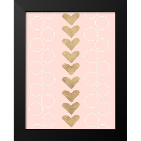 Hearts and Os Black Modern Wood Framed Art Print by SD Graphics Studio