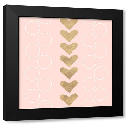 Hearts and Os Black Modern Wood Framed Art Print with Double Matting by SD Graphics Studio