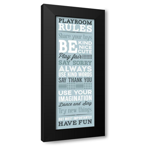 Playroom Rules Black Modern Wood Framed Art Print with Double Matting by SD Graphics Studio