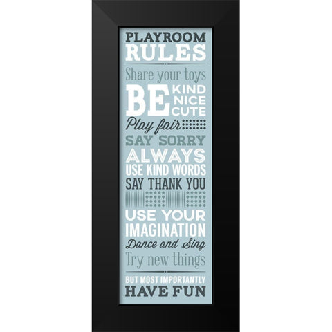 Playroom Rules Black Modern Wood Framed Art Print by SD Graphics Studio