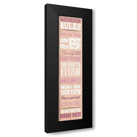 Bathroom Rules Black Modern Wood Framed Art Print by SD Graphics Studio