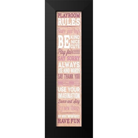 Playroom Rules Black Modern Wood Framed Art Print by SD Graphics Studio