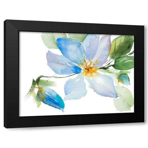 Single Clematis with Buds Black Modern Wood Framed Art Print by Loreth, Lanie