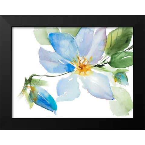 Single Clematis with Buds Black Modern Wood Framed Art Print by Loreth, Lanie
