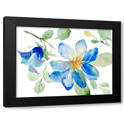 Clematis in Blue Shades Black Modern Wood Framed Art Print with Double Matting by Loreth, Lanie