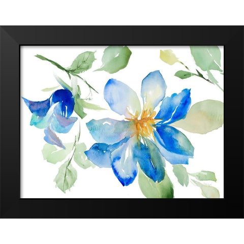Clematis in Blue Shades Black Modern Wood Framed Art Print by Loreth, Lanie