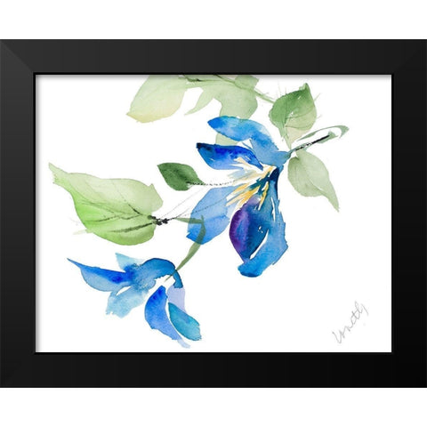 Clematis Branch with New Flower Black Modern Wood Framed Art Print by Loreth, Lanie