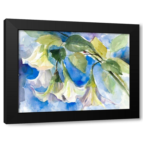 Elusive Angel Trumpets Black Modern Wood Framed Art Print by Loreth, Lanie
