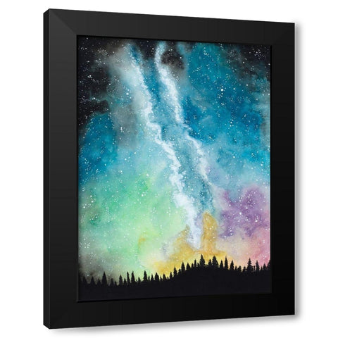 Magical Night Sky Black Modern Wood Framed Art Print with Double Matting by Bucheli, Amaya