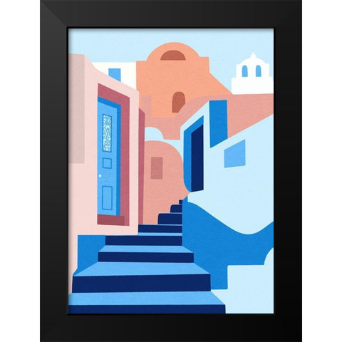 Walk In Greece Black Modern Wood Framed Art Print by Amaya
