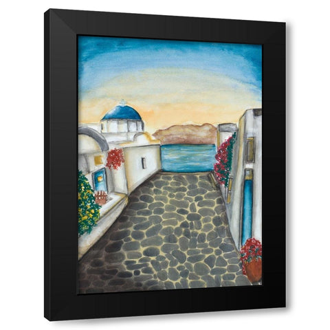 Santorini Black Modern Wood Framed Art Print by Bucheli, Amaya