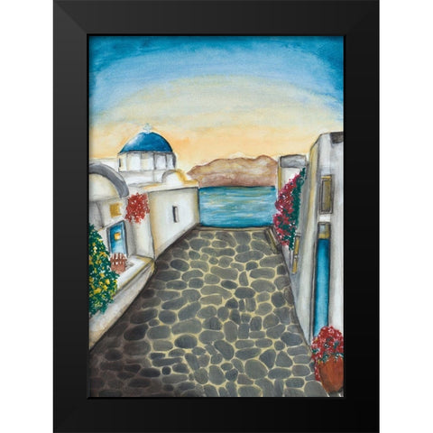 Santorini Black Modern Wood Framed Art Print by Bucheli, Amaya