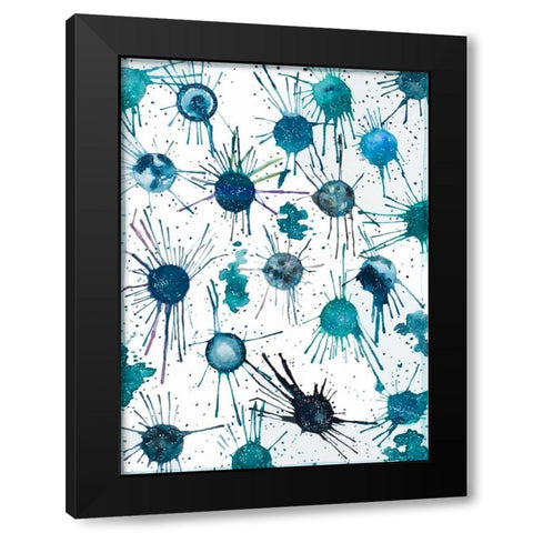 Splattered Moons Black Modern Wood Framed Art Print with Double Matting by Bucheli, Amaya
