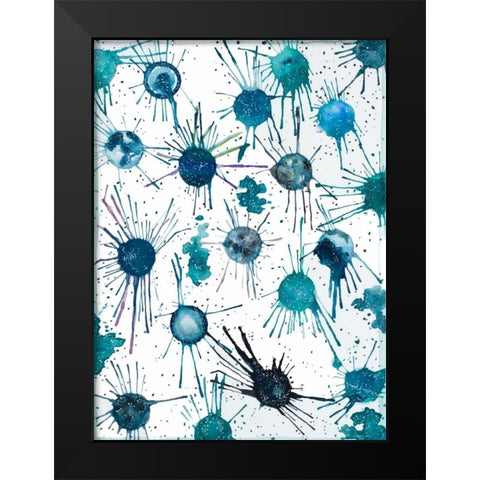 Splattered Moons Black Modern Wood Framed Art Print by Bucheli, Amaya
