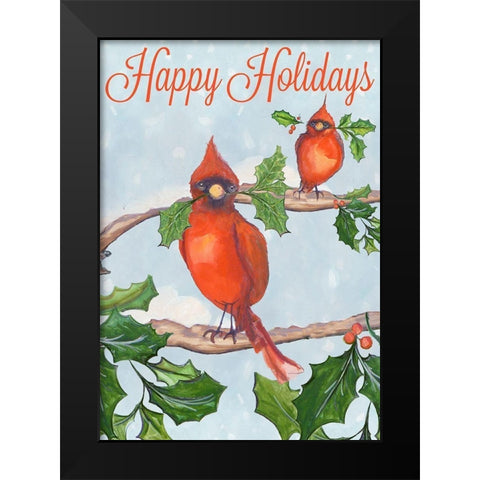 Holiday Birds Black Modern Wood Framed Art Print by Diannart
