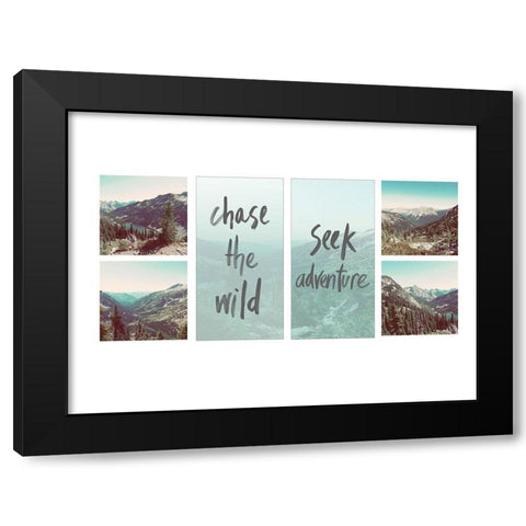 Adventure Collage Black Modern Wood Framed Art Print with Double Matting by Wilson, Kali