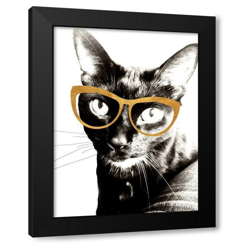 Cool Kat Black Modern Wood Framed Art Print with Double Matting by Wilson, Kali