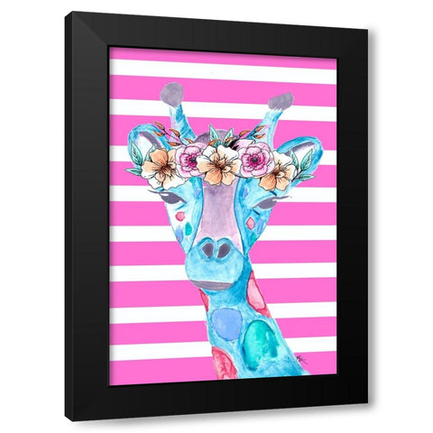 Funky Giraffe Black Modern Wood Framed Art Print by Wilson, Kali