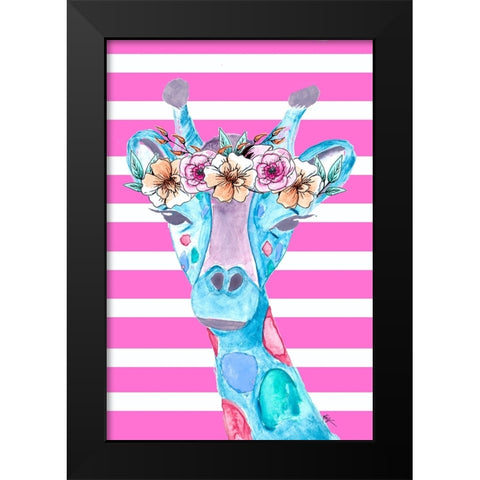 Funky Giraffe Black Modern Wood Framed Art Print by Wilson, Kali