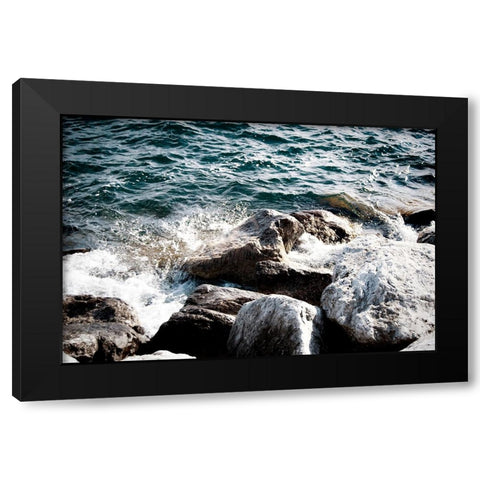 Crashing Waves Black Modern Wood Framed Art Print with Double Matting by Wilson, Kali