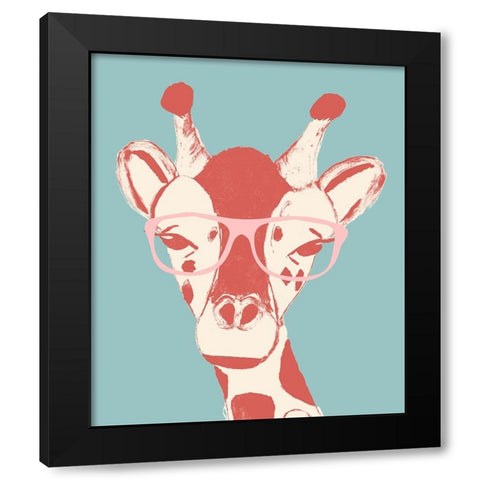 Wise Giraffe Black Modern Wood Framed Art Print by Wilson, Kali