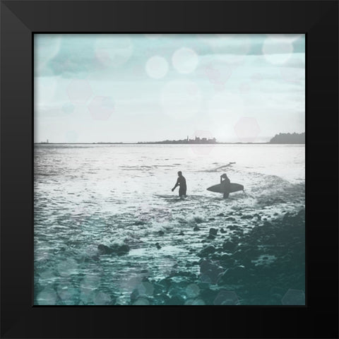 Pacific Surfer Black Modern Wood Framed Art Print by Wilson, Kali