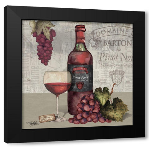 Wine and Grapes I Black Modern Wood Framed Art Print by Baker, Mary Beth