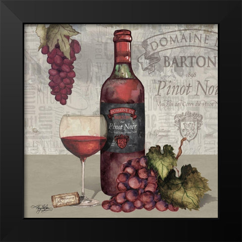 Wine and Grapes I Black Modern Wood Framed Art Print by Baker, Mary Beth