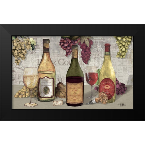 Uncork Wine Trio II Black Modern Wood Framed Art Print by Baker, Mary Beth