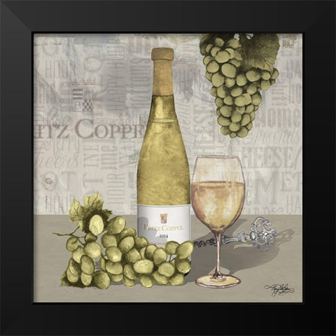 Uncork Wine and Grapes II Black Modern Wood Framed Art Print by Baker, Mary Beth