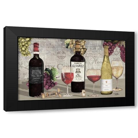 Uncork Wine Trio I Black Modern Wood Framed Art Print by Baker, Mary Beth