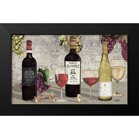 Uncork Wine Trio I Black Modern Wood Framed Art Print by Baker, Mary Beth
