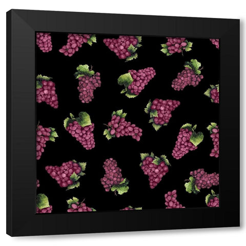 Wine Grapes Pattern A (black) Black Modern Wood Framed Art Print by Baker, Mary Beth