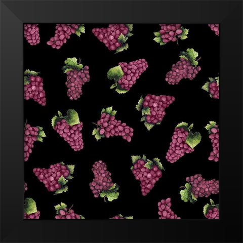 Wine Grapes Pattern A (black) Black Modern Wood Framed Art Print by Baker, Mary Beth