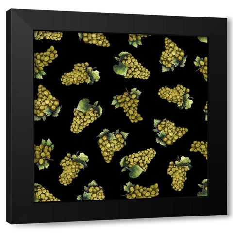 Wine Grapes Pattern B Black Modern Wood Framed Art Print with Double Matting by Baker, Mary Beth