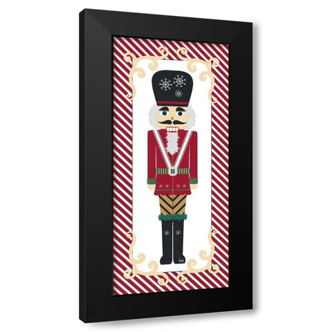Nutcracker On Red Stripe II Black Modern Wood Framed Art Print by Metz, Andi