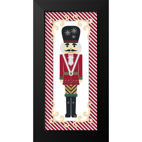 Nutcracker On Red Stripe II Black Modern Wood Framed Art Print by Metz, Andi