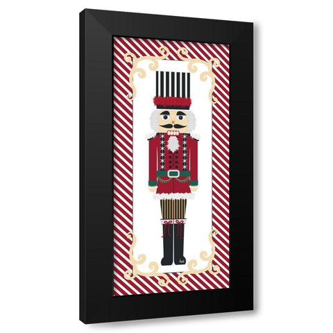 Nutcracker On Red Stripe III Black Modern Wood Framed Art Print with Double Matting by Metz, Andi