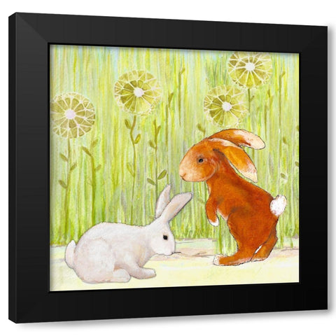 The Bunnies I Black Modern Wood Framed Art Print by Diannart